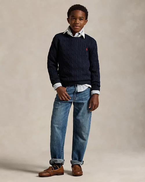 lauren ralph lauren Jersey de algodón en punto de ochos para niño | Ralph Lauren® ES ÚLTIMAS EDICIONES