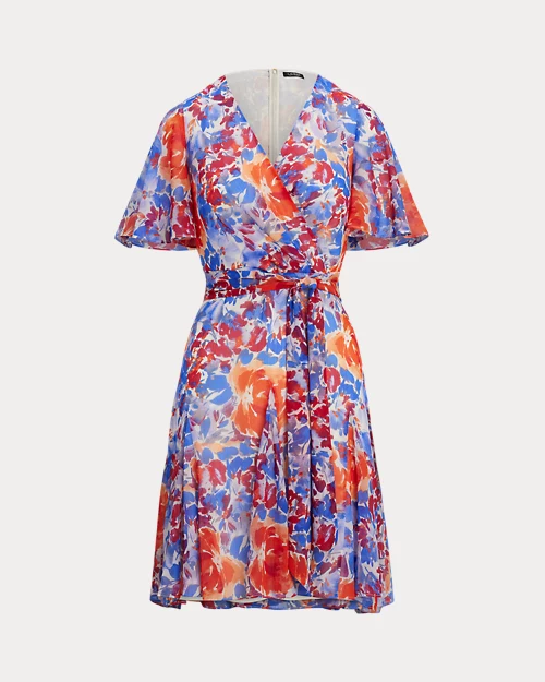 lauren ralph lauren Vestido cruzado de georgette arrugado para mujer | Ralph Lauren® ES Precio ultrabajo