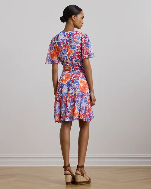 lauren ralph lauren Vestido cruzado de georgette arrugado para mujer | Ralph Lauren® ES Precio ultrabajo