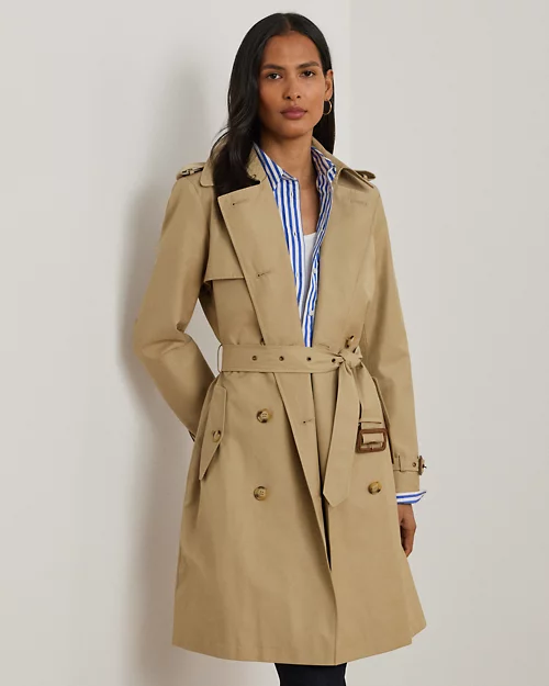 lauren ralph lauren Gabardina cruzada de mezcla de algodón para mujer | Ralph Lauren® ES Outlet