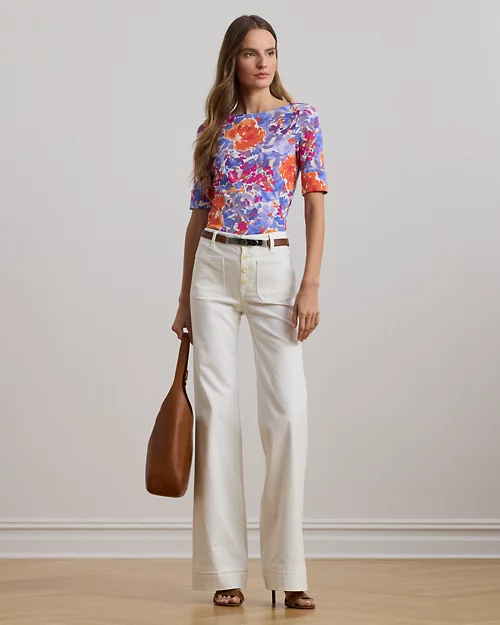 lauren ralph lauren Camiseta de algodón elástico estampada para mujer | Ralph Lauren® ES Venta caliente