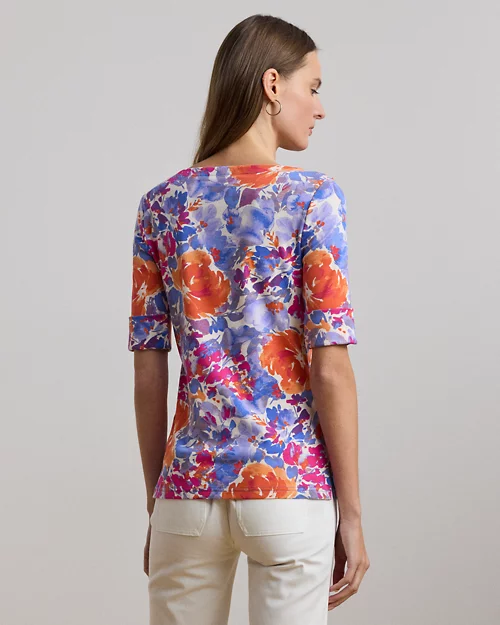 lauren ralph lauren Camiseta de algodón elástico estampada para mujer | Ralph Lauren® ES Venta caliente