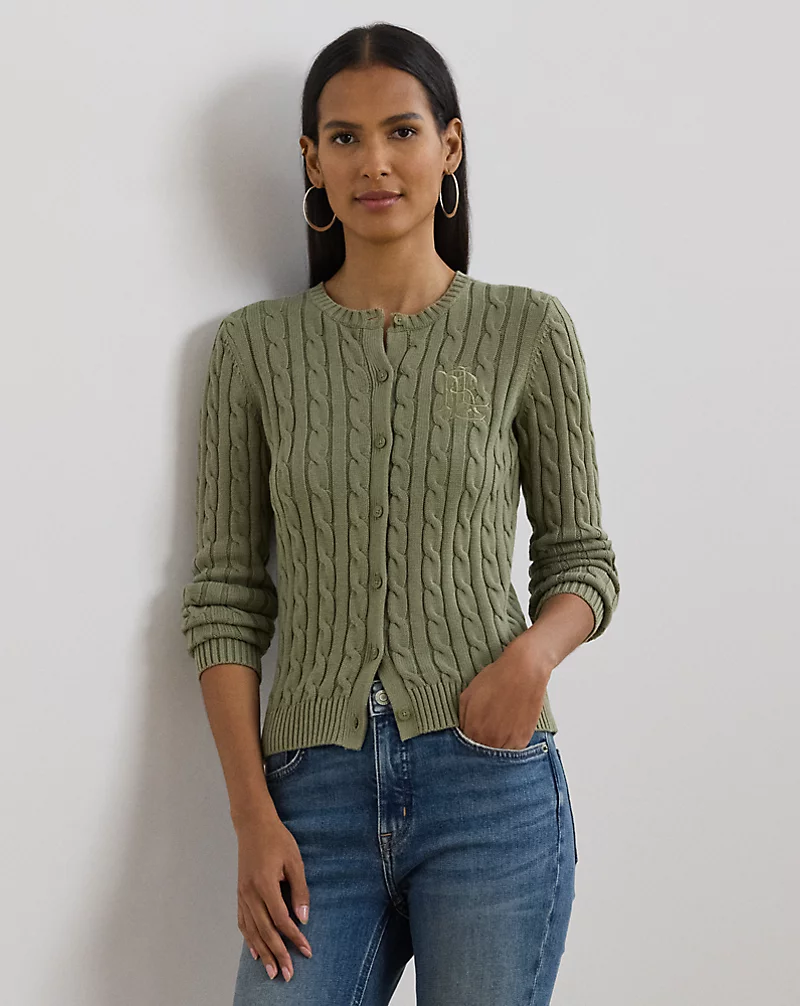 lauren ralph lauren Cárdigan de algodón en punto de ochos para mujer | Ralph Lauren® ES Rebajas baratas