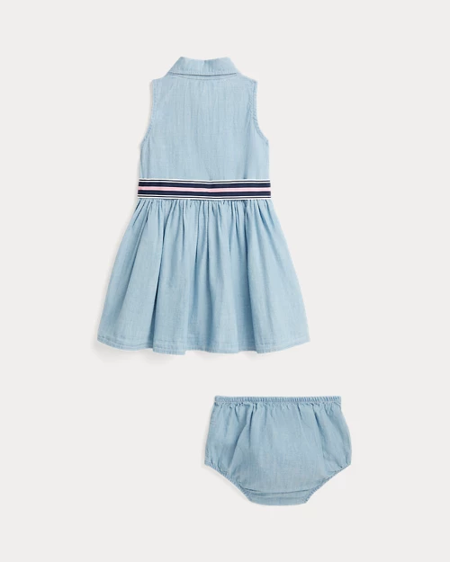 lauren ralph lauren Vestido camisero y pololo de cambray para bebé niña | Ralph Lauren® ES Los más vendidos