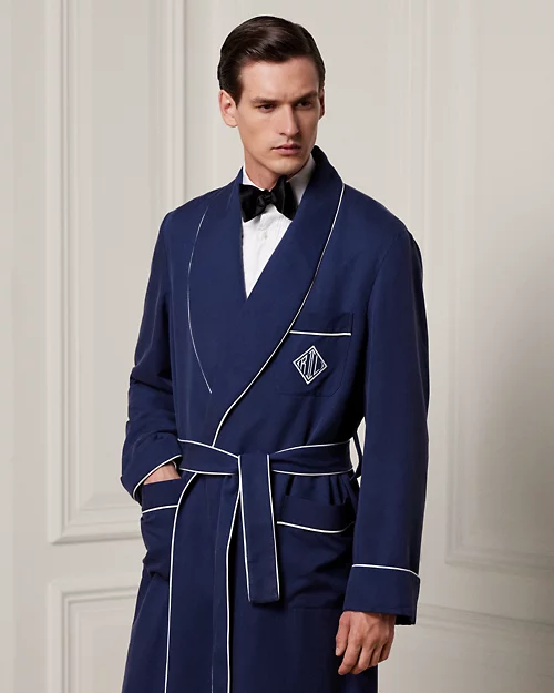 lauren ralph lauren Bata de sarga de seda con monograma para hombre | Ralph Lauren® ES Descuento