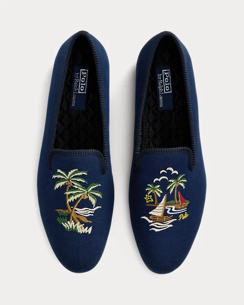 lauren ralph lauren Zapatillas de casa Paxton con bordado para hombre | Ralph Lauren® ES Oferta especial