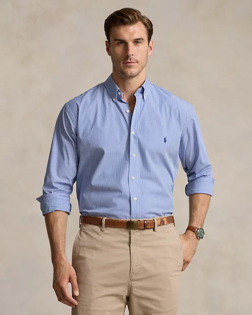 lauren ralph lauren Camisa de popelina elástica con rayas para hombre | Ralph Lauren® ES