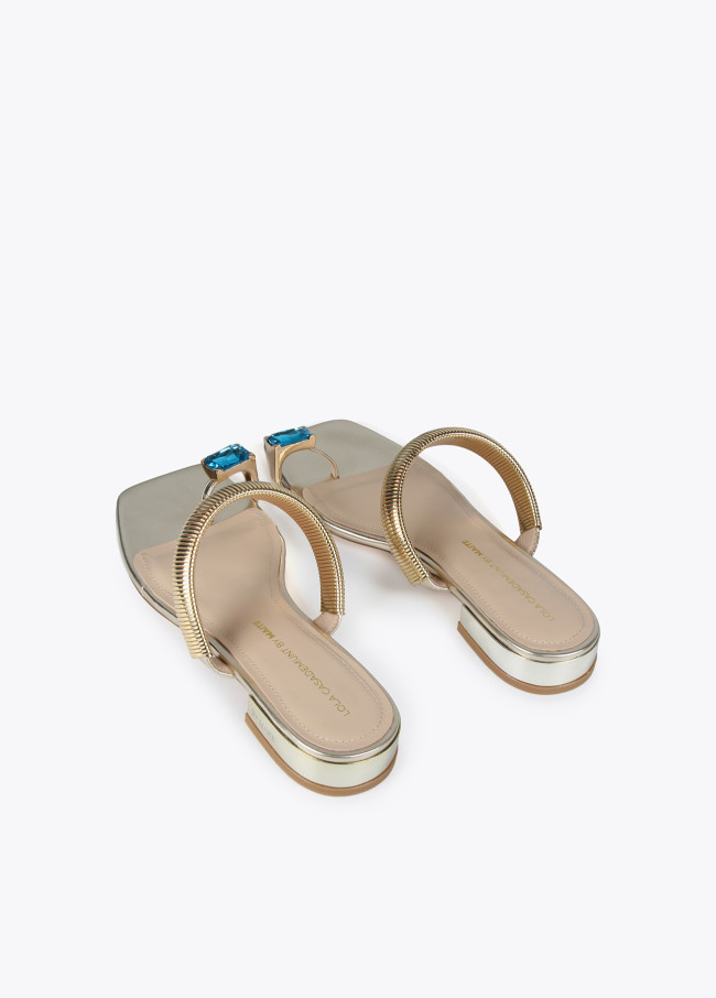 lola casademunt Sandalia dorado con anillo joya Ofertas de temporada