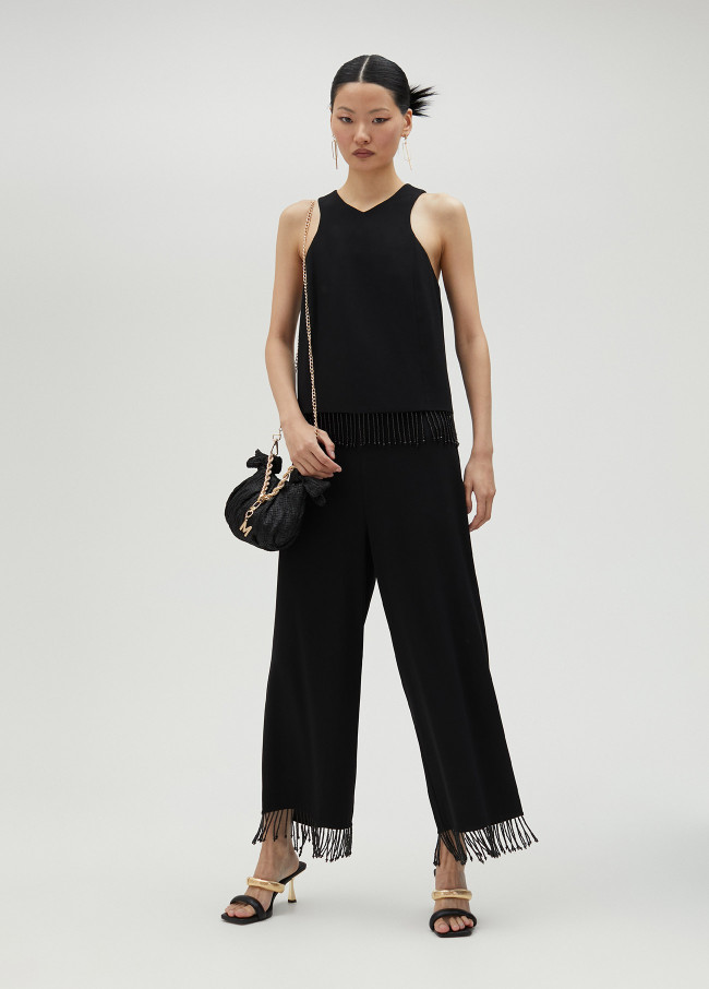 lola casademunt Pantalón con flecos y pedrería