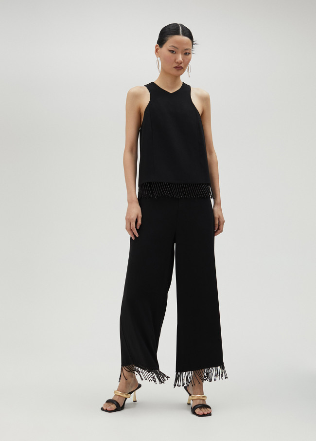 lola casademunt Pantalón con flecos y pedrería Liquidación