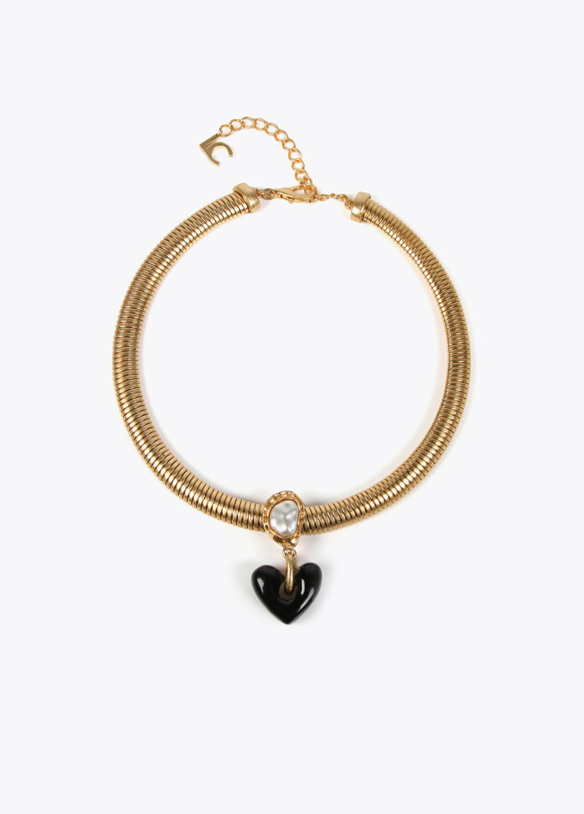 lola casademunt Collar gargantilla con perla y corazón
