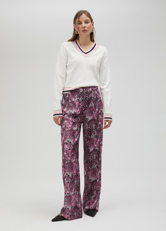 lola casademunt Pantalón recto animal print rosa