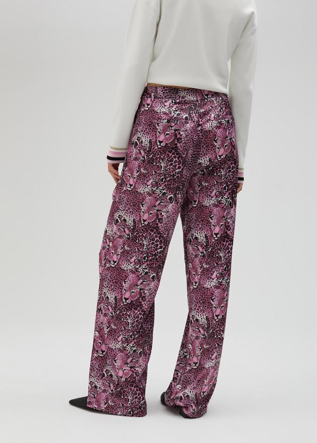 lola casademunt Pantalón recto animal print rosa Envío internacional gratuito