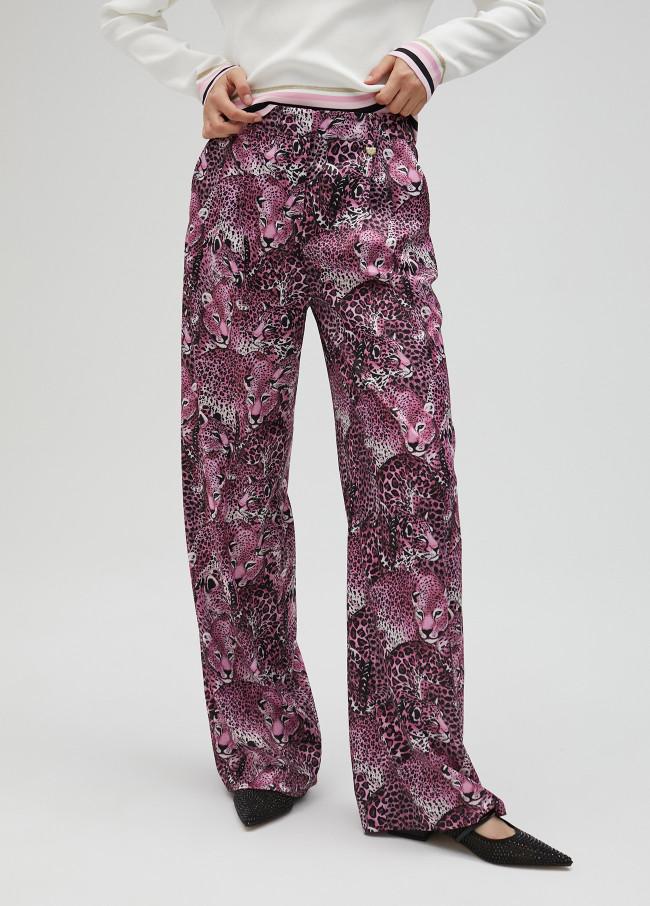 lola casademunt Pantalón recto animal print rosa Envío internacional gratuito