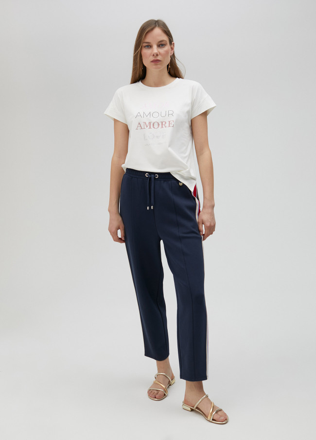 lola casademunt Pantalón con cinta deportiva strass