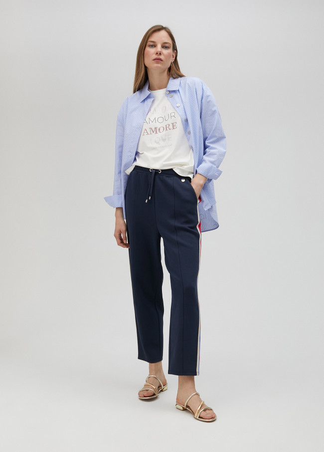 lola casademunt Pantalón con cinta deportiva strass Ofertas especiales