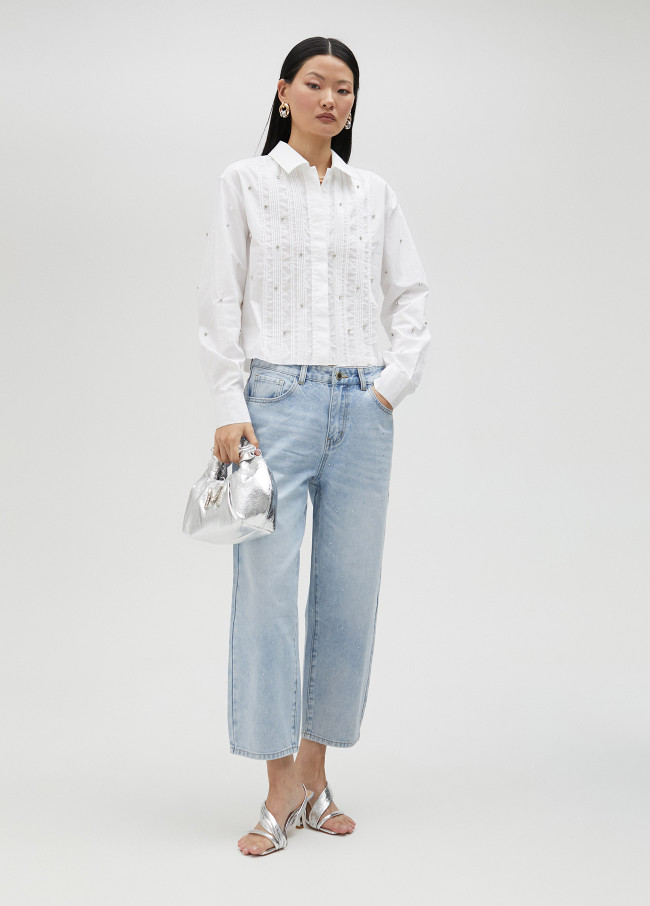 lola casademunt Camisa corta con strass Outlet