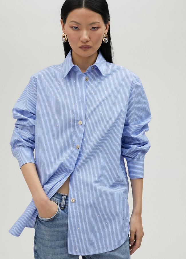 lola casademunt Camisa de rayas con strass