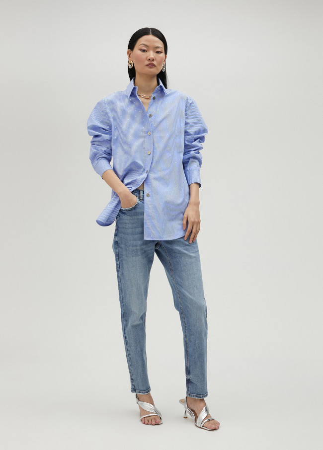 lola casademunt Camisa de rayas con strass En oferta