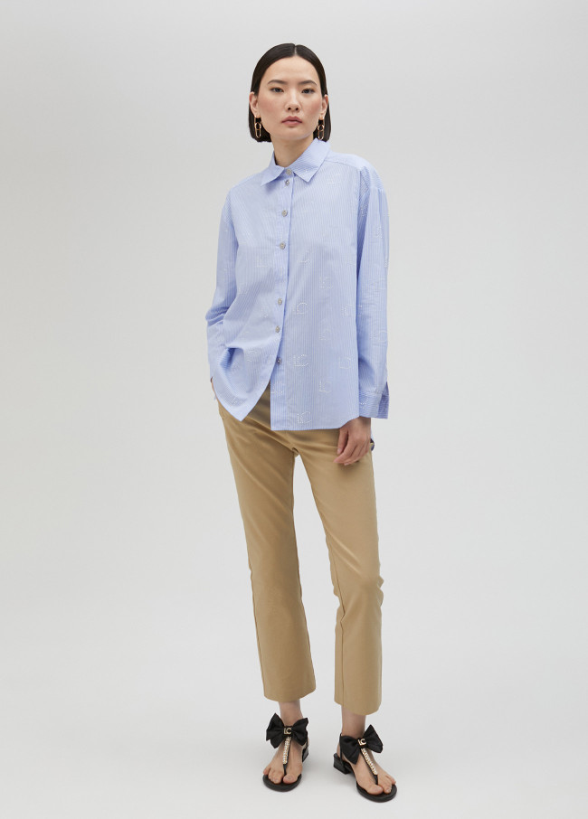 lola casademunt Camisa rayas con logo en strass Gran oferta