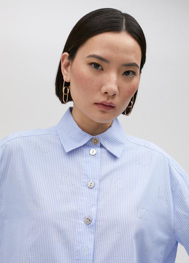 lola casademunt Camisa rayas con logo en strass Gran oferta