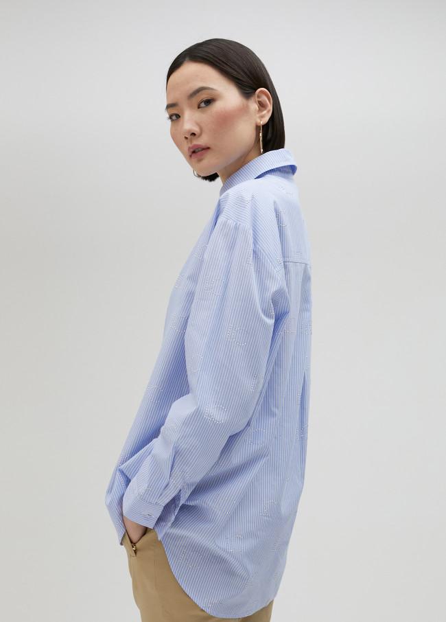 lola casademunt Camisa rayas con logo en strass Gran oferta