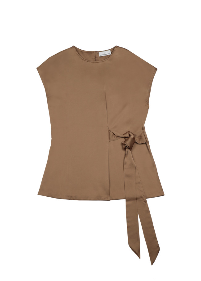 lola casademunt Blusa satinada atada en cintura Rebajas de fábrica