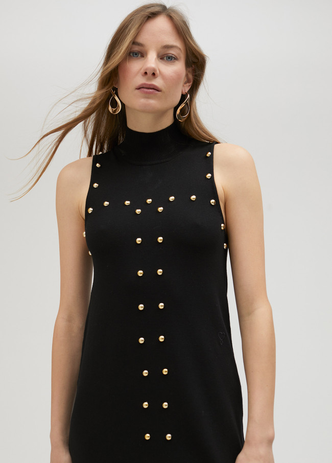lola casademunt Vestido negro de punto con tachas ÚLTIMAS EDICIONES