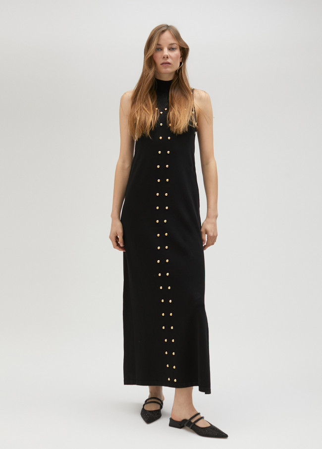 lola casademunt Vestido negro de punto con tachas ÚLTIMAS EDICIONES
