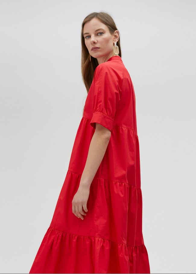 lola casademunt Vestido largo con volantes Promoción por tiempo limitado