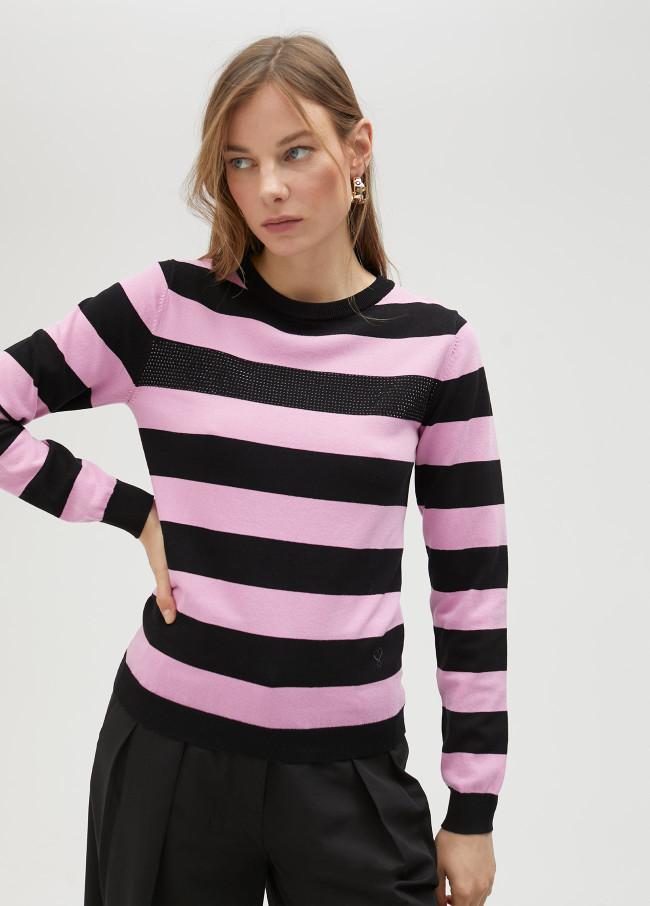 lola casademunt Jersey bicolor de rayas y detalle strass Oferta exclusiva