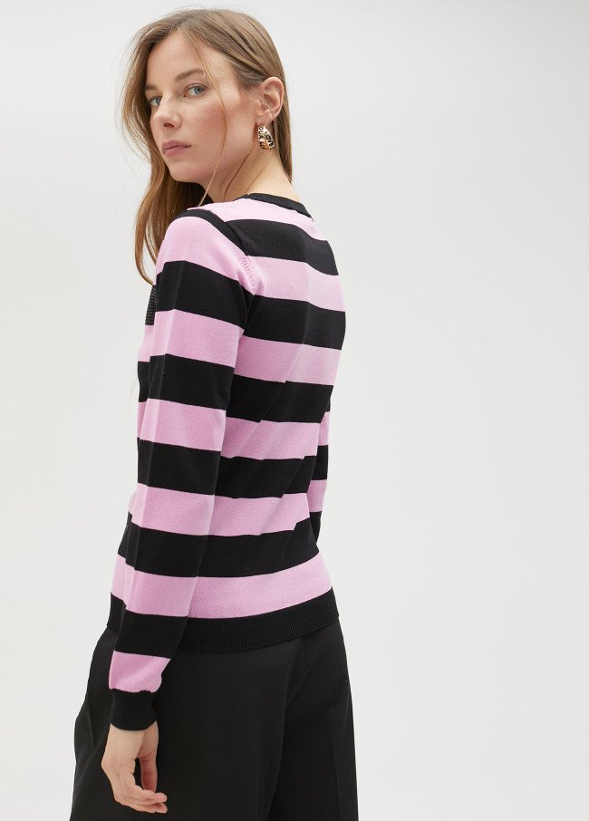 lola casademunt Jersey bicolor de rayas y detalle strass Oferta exclusiva