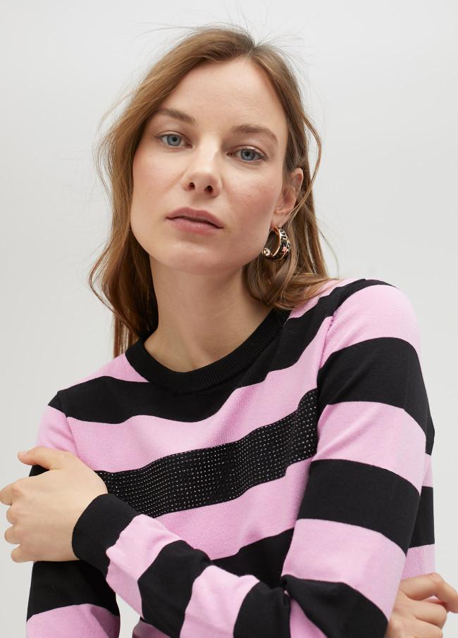 lola casademunt Jersey bicolor de rayas y detalle strass Oferta exclusiva