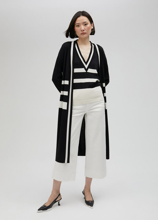 lola casademunt Cárdigan largo de punto bicolor Ofertas especiales