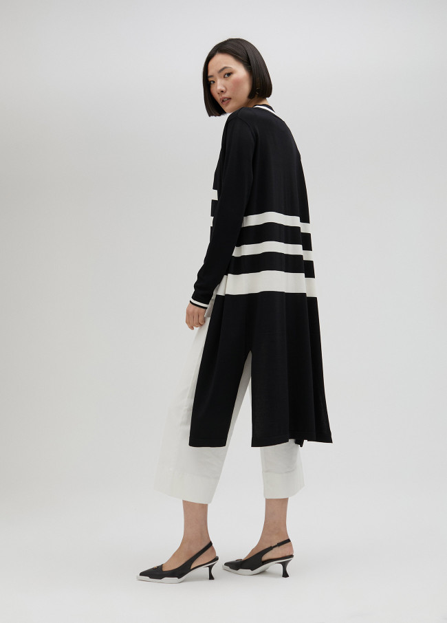 lola casademunt Cárdigan largo de punto bicolor Ofertas especiales