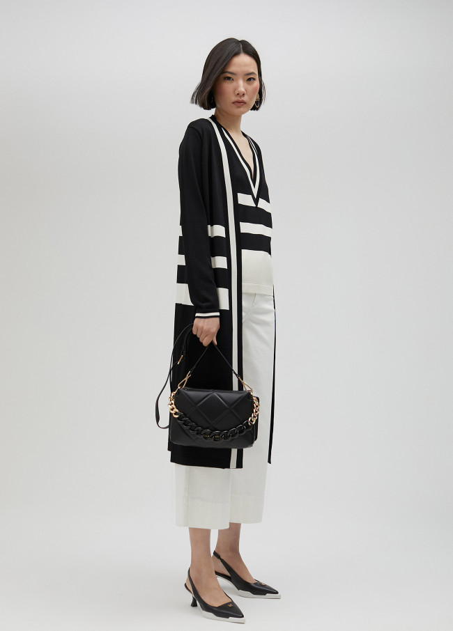 lola casademunt Cárdigan largo de punto bicolor Ofertas especiales