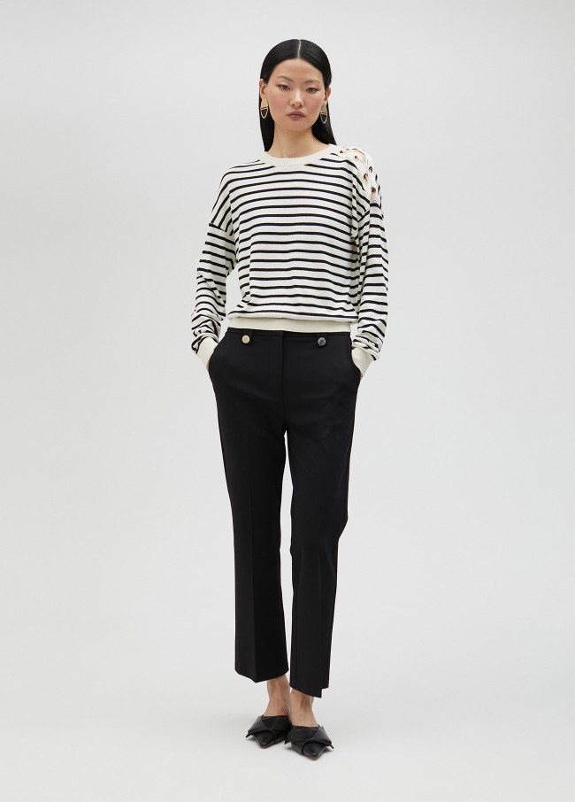 lola casademunt Jersey de rayas con detalle en hombro Precio ultrabajo