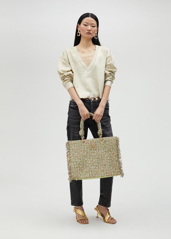 lola casademunt Jersey cuello pico dorado Gran oferta