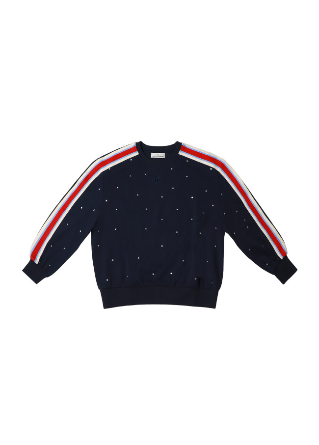 lola casademunt Sudadera con cinta deportiva y strass Tienda
