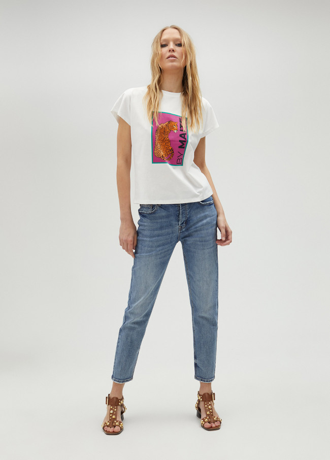 lola casademunt Camiseta blanca estampado tigre Grandes descuentos