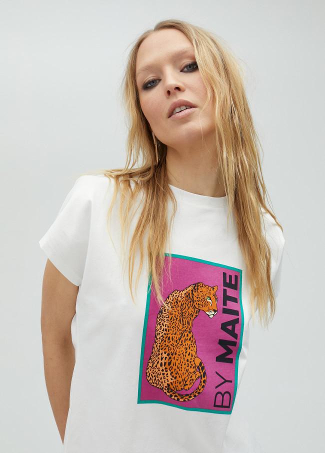 lola casademunt Camiseta blanca estampado tigre Grandes descuentos