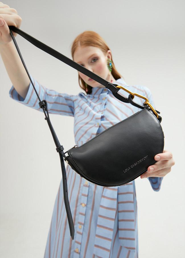 lola casademunt Bolso bandolera con arandelas y cinta logotipada Venta caliente