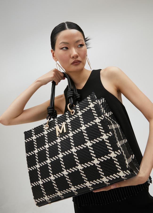 lola casademunt Bolso shopper de cuadros Oferta especial