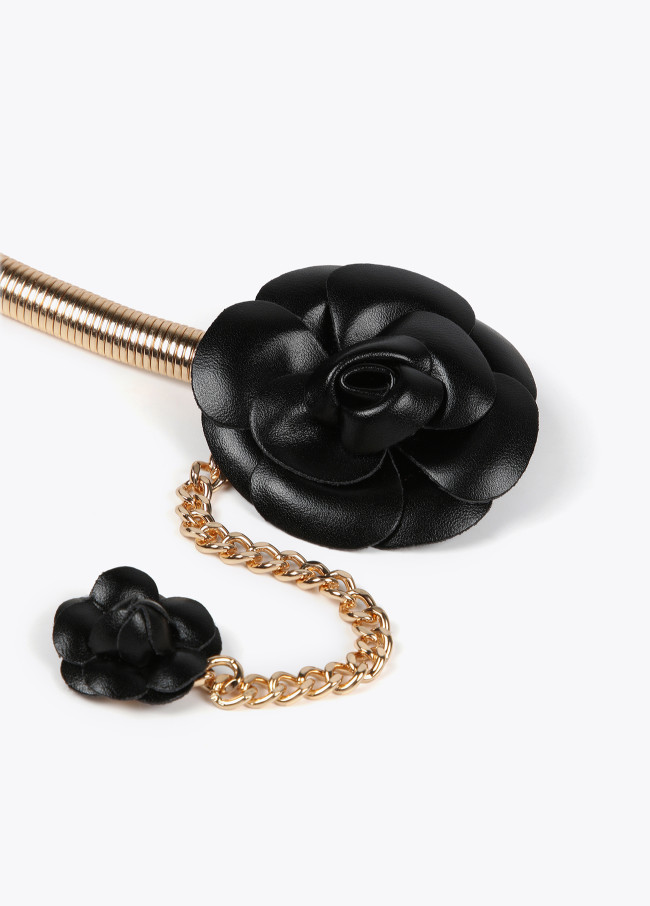 lola casademunt Cinturón metal elástico flores efecto piel Precio ultrabajo