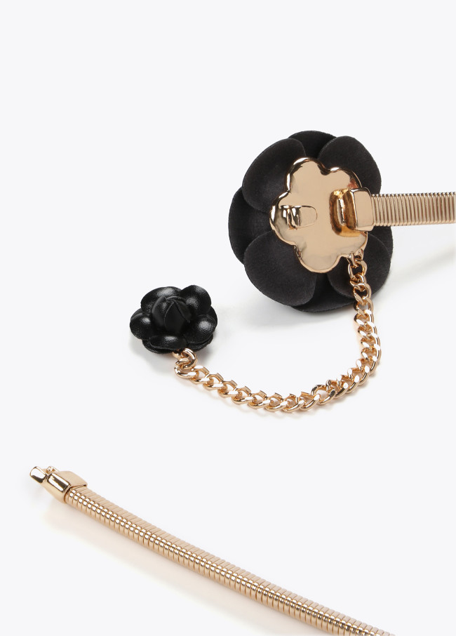 lola casademunt Cinturón metal elástico flores efecto piel Precio ultrabajo