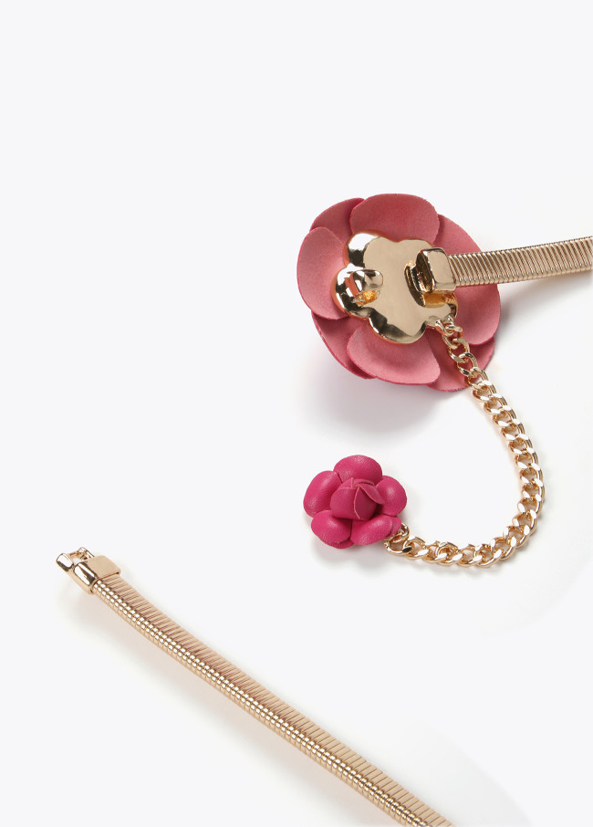 lola casademunt Cinturón metal elástico flores efecto piel Devoluciones gratuitas