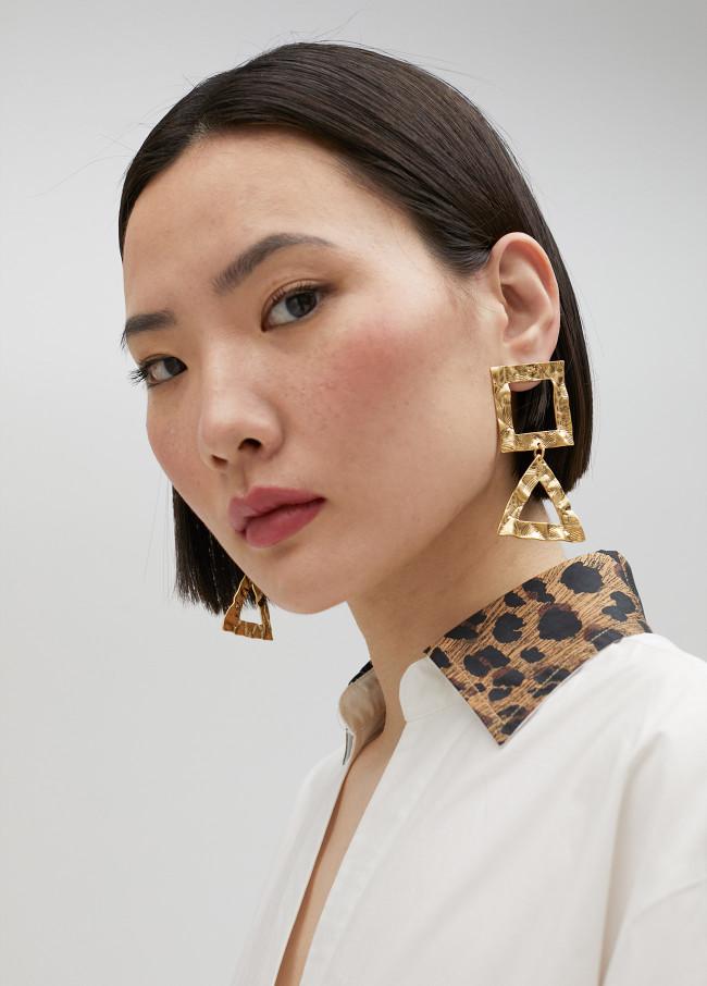 lola casademunt Pendientes dorados figuras geométricas Ofertas especiales