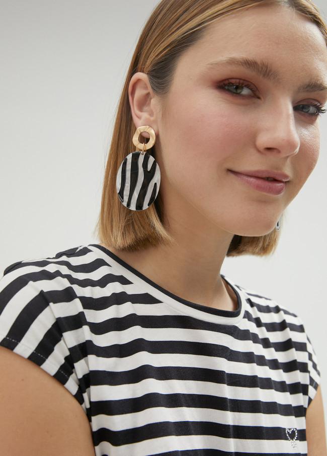 lola casademunt Pendientes efecto animal print zebra Venta caliente