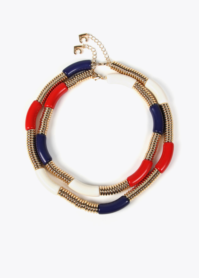 lola casademunt Collar doble con piezas acrílicas