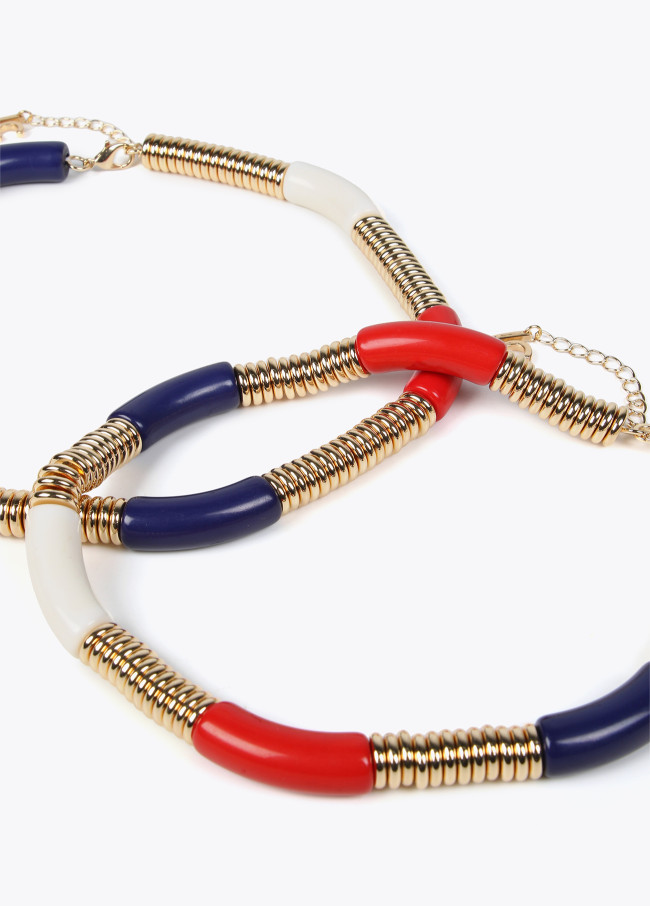 lola casademunt Collar doble con piezas acrílicas Tienda